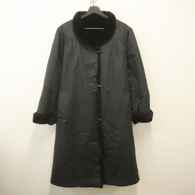 T212 80sビンテージ GRANDAZIA ナイロン リバーシブルコート USA製■1980年代製 Lサイズくらい 黒 ブラック アメカジ 無地 アンティーク拍卖