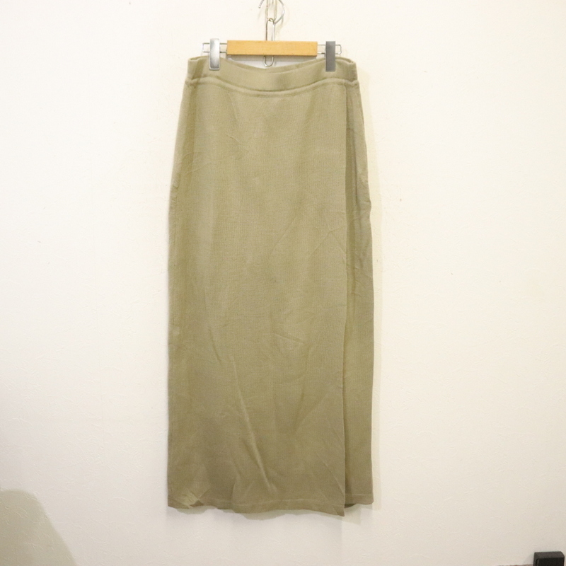 G109 2000年代製 MAGGIELAWRENCE ウール タイトスカート■00s 表記Lサイズ レディース ベージュ 無地 ニット アメカジ ストリート 古着 90s拍卖