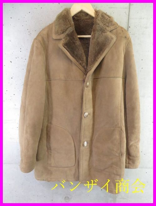 4011b13◆最高級◆本毛皮◆羊革ラムレザー ムートンファー コート ジャケット/シープスキン/ベスト/メンズ/男性/紳士/古着拍卖