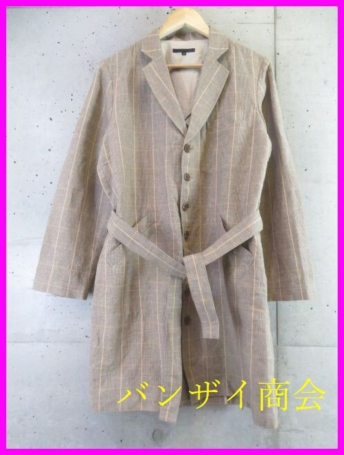 7011b15◆新品 46000円◆麻混素材◆DISCOVERD ディスカバード グレンチェック リネンコート 2/ジャケット/シャツ/ニットセーター/パンツ拍卖