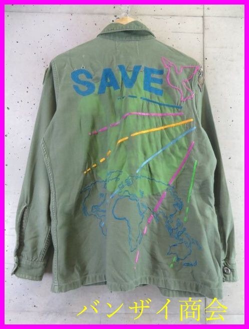 7011b14◆USA製◆LOVE&EIGHT ラブ&エイト 刺繍 ミリタリージャケット シャツ M/リメイク古着/コート/フライト/アーミー/パンツ/M-65拍卖