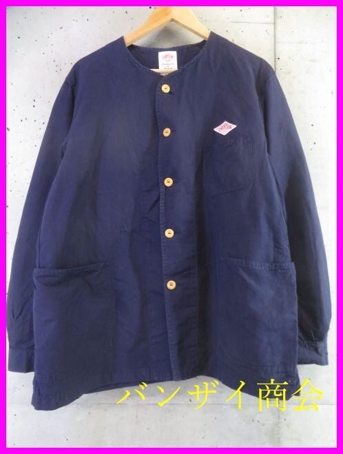 【送料300円可】7011b35◆40周年◆Beams別注◆DANTON ダントン×ビームス ノーカラー襟無 麻混素材 リネンシャツ 42/ジャケット/コート拍卖