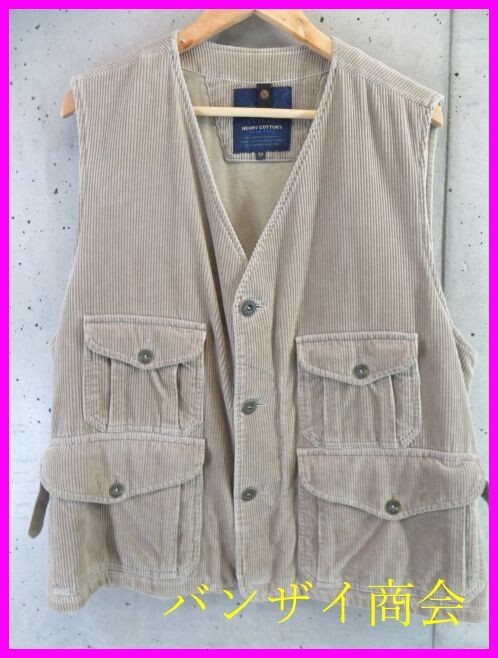 8011b7◆イタリア製◆Henry cotton's ヘンリーコットン コーデュロイベスト 54/ジャケット/ポロシャツ/ニットセーター/コート/スーツパンツ拍卖