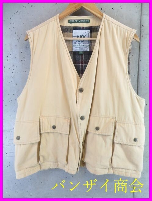 8011b6◆イタリア製◆Henry Cotton's ヘンリーコットン 裏地チェック ベスト 50/ジャケット/コート/スーツ/シャツ/パンツ/ニットセーター拍卖