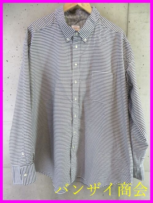 4111b9◆美品です◆3XLサイズ◆BYT BLUE◆SAKAZEN 坂善 ボタンダウン ギンガムチェック 長袖オックスフォードシャツ/ジャケット/スーツ拍卖