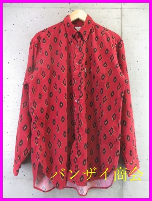 5111b4◆良品です◆イタリア製◆FERRE JEANS ジャンフランコフェレ 総柄 長袖コーデュロイシャツ 39/ジャケット/コート/ニットセーター拍卖