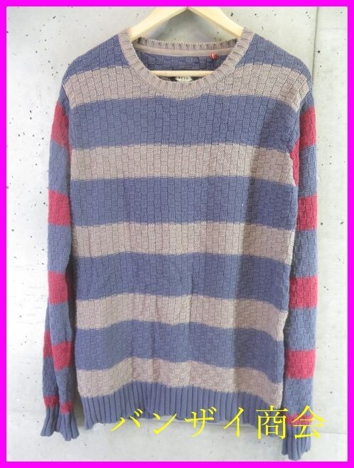 7111b11◆良品です◆TCSS ティーシーエスエス 格子編み 切替 コットンニットセーター/サーフィン/Tシャツ/パンツ/ジャケット拍卖