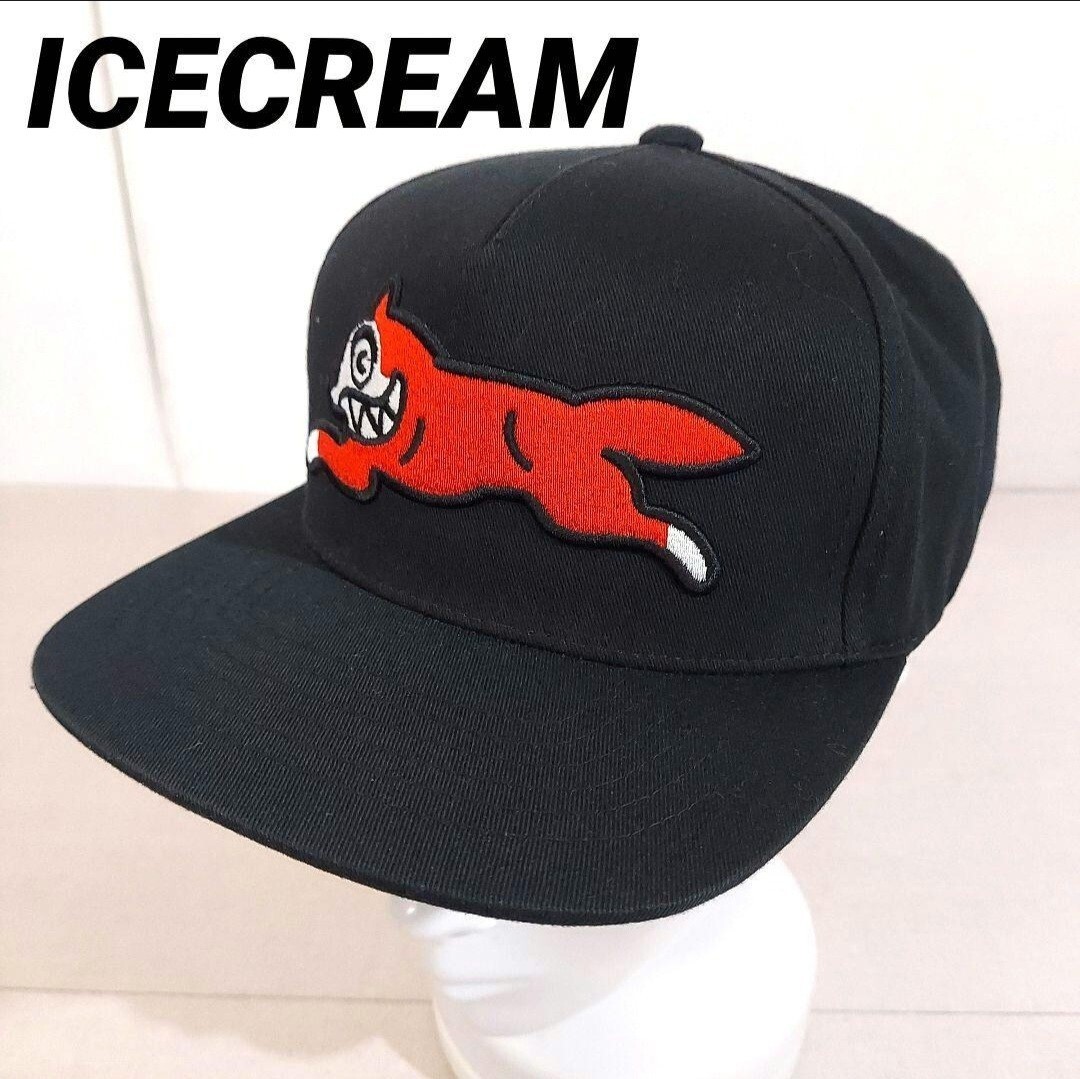 アイスクリーム キャップ ランニングドッグ デカロゴ スナップバック ブラック 拍卖