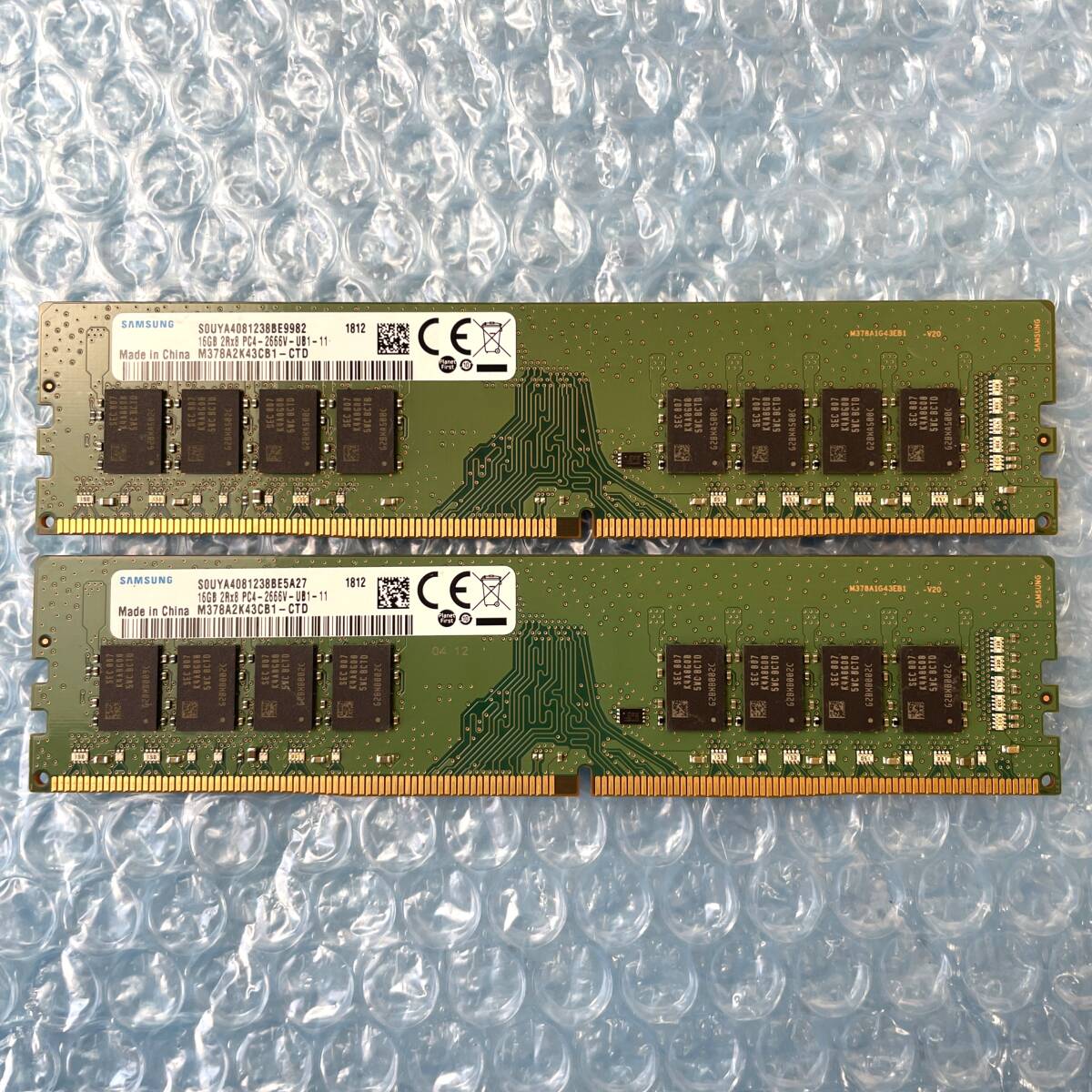 SAMSUNG 16GB×2枚 計32GB DDR4 PC4-2666V-UB1-11 デスクトップ メモリ BIOS確認済み【DM-805】拍卖