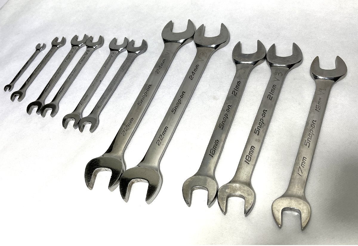 ▽Snap-on スナップオン オープンエンドレンチ VOM224B/1821B/1719B/1214B/1113B/910B/67B 11本セット 中古▽012254拍卖