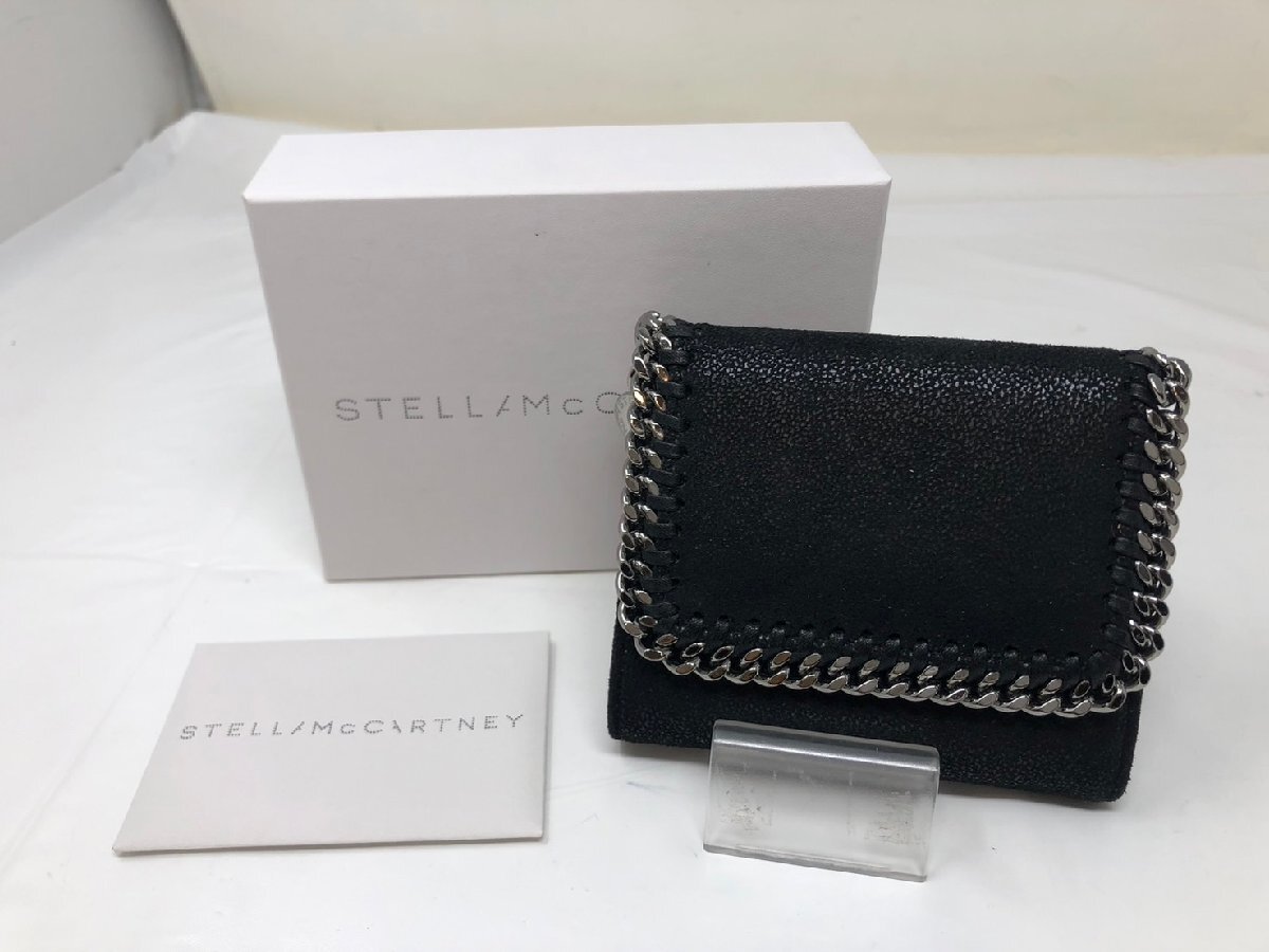 ◆STELLAMCCARTNEY ステラマッカートニー 三つ折り財布 黒 箱付き 中古◆17676★拍卖