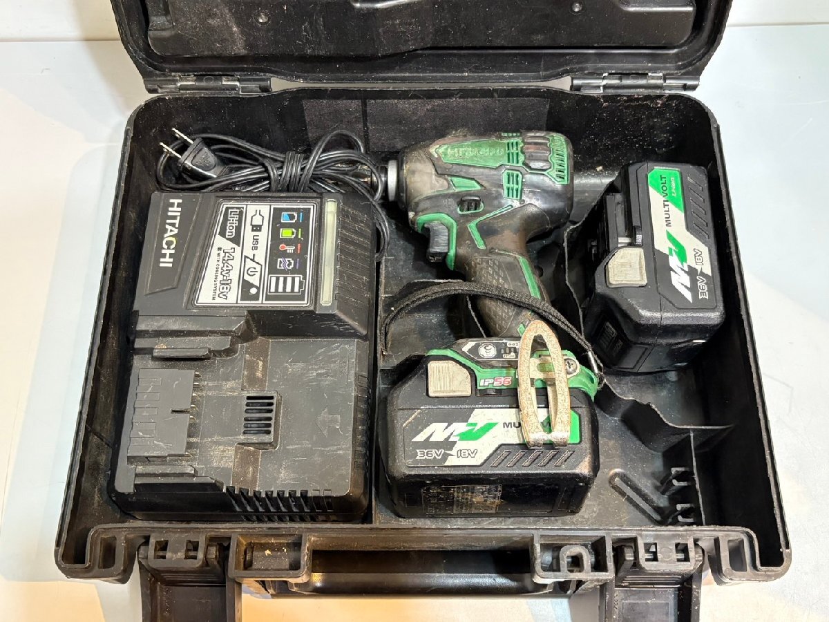 ◆HITACHI 日立 充電式インパクトドライバー WH36DA バッテリー×2,充電器×1 ケース付き 中古◆19234★拍卖