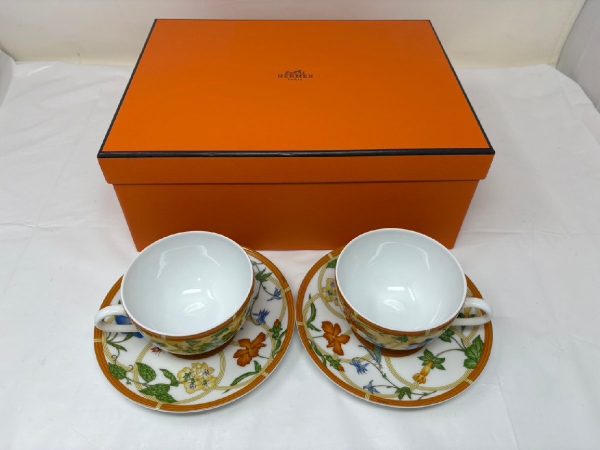 ◆未使用 保管品 HERMES エルメス カップ&ソーサー 2客セット シエスタ 箱付き◆17729★拍卖