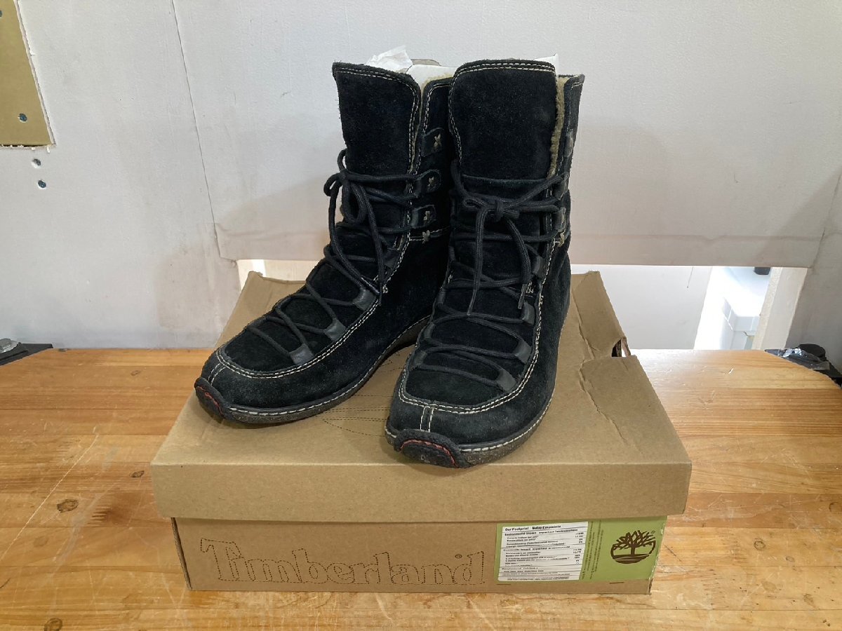 ◆Timberland ティンバーランド ボアブーツ 黒 ブラック 表記7W 箱付き 中古 61355◆15893拍卖