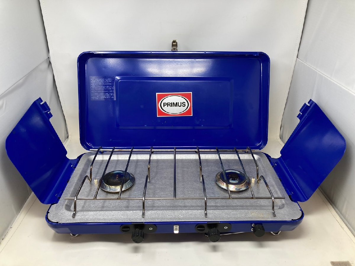 ◆プリムス PRIMUS ツーバーナーガスコンロ P-3222 キャンプ アウトドア レジャー BBQ 調理 中古現状◆9089★拍卖