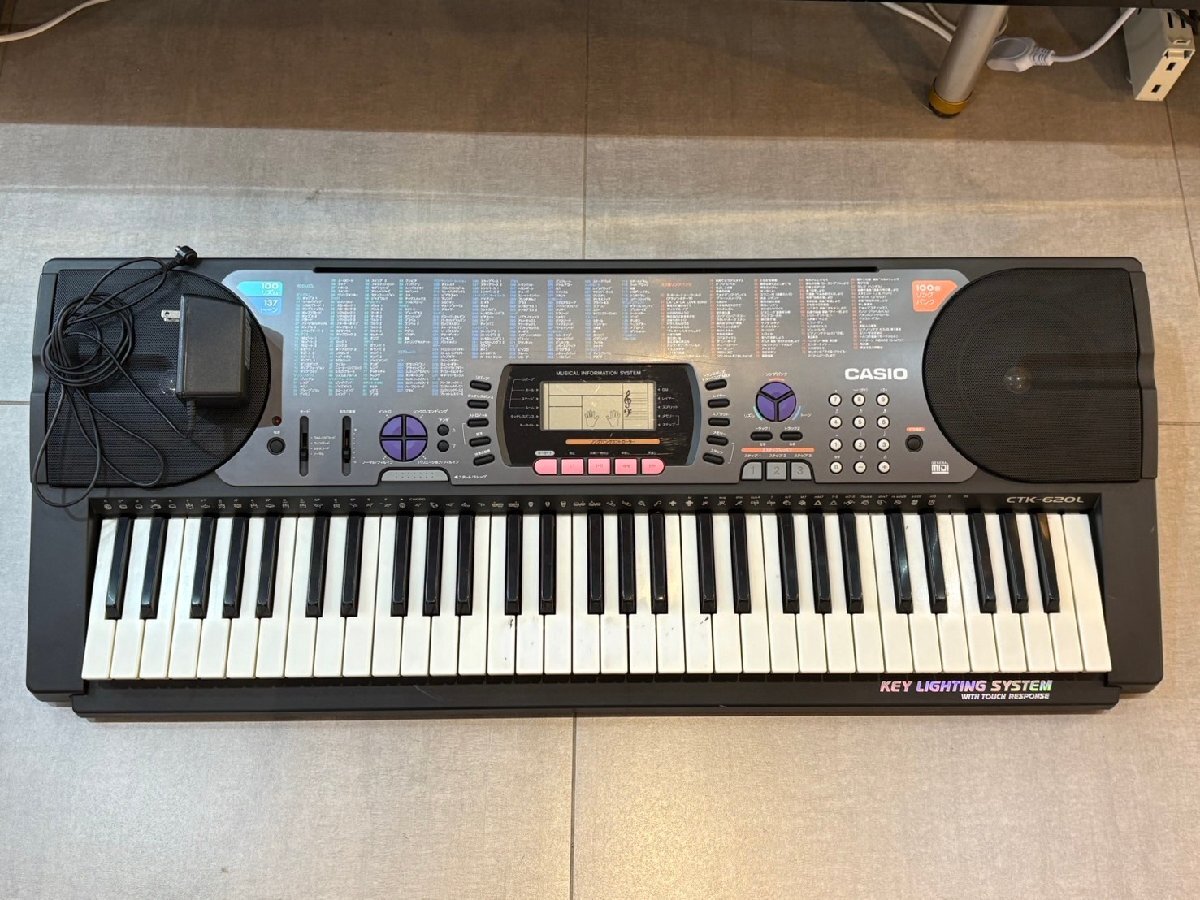 ◆CASIO カシオ 光ナビゲーションキーボード CTK-620L 鍵盤楽器 アダプター付属 中古◆16571★拍卖