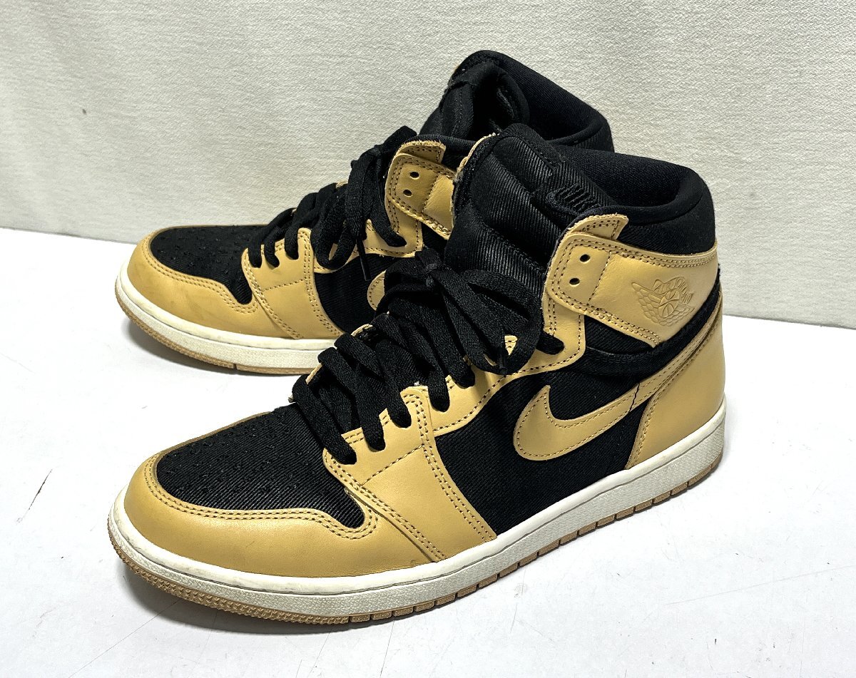 ▽26.5cm NIKE AIR JORDAN 1 RETRO HIGH エアジョーダン ベージュXブラック 555088-202 中古 ▽010405拍卖