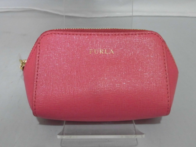 ◆未使用 フルラ メイクポーチ 小物ポーチ レザー ピンク FURLA ◆0173拍卖