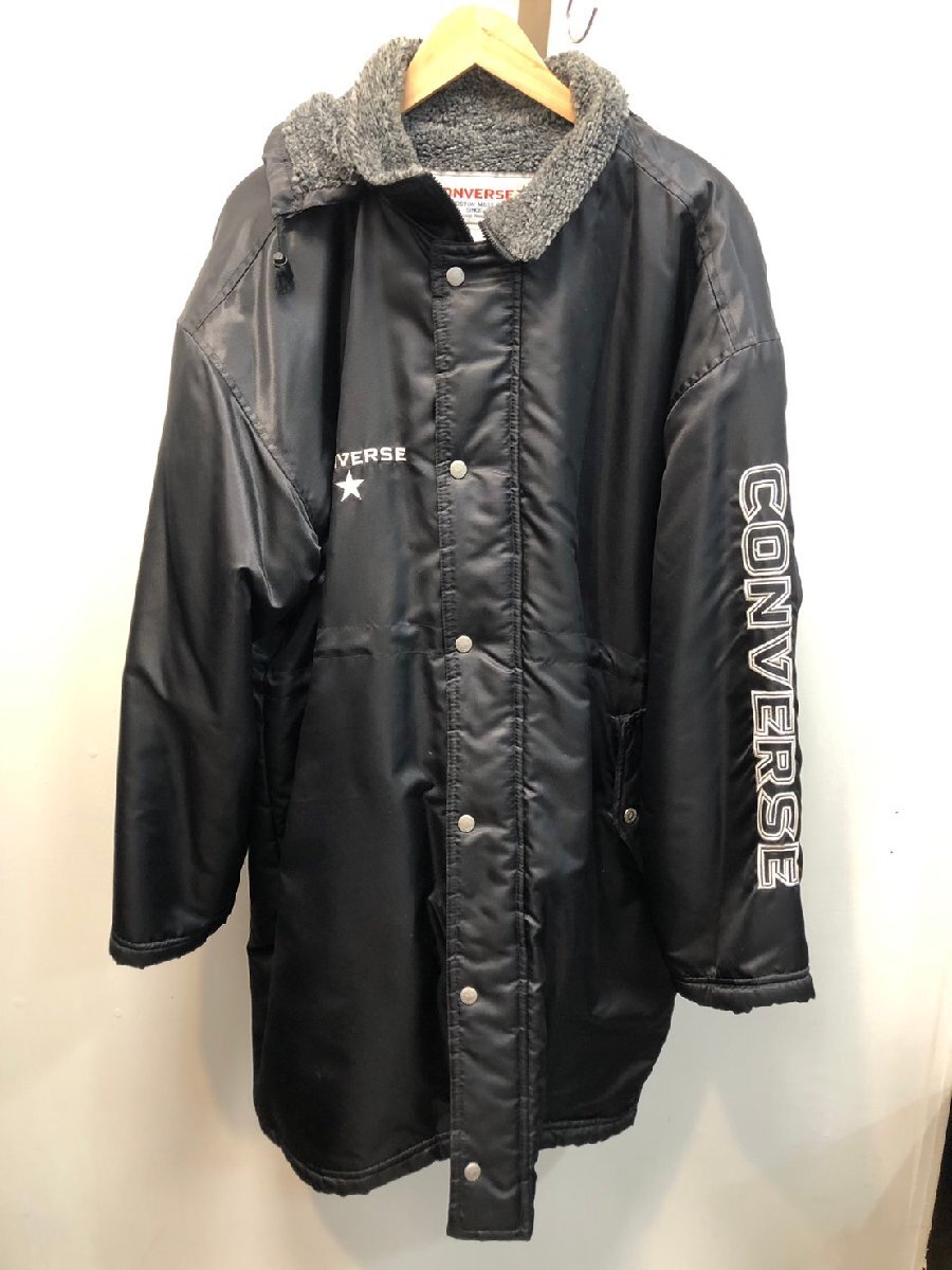 ◆CONVERSE ALL STAR コンバース ナイロンロングジャケット 100-7サイズ 黒系 裏ボア ベンチコート 中古◆15298拍卖