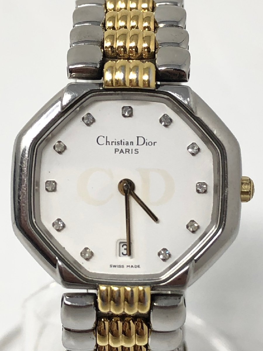 ◆Christian Dior クリスチャンディオール QZ レディース腕時計 オクタゴン D48-203-1 シルバー系 デイト 中古◆18794★拍卖