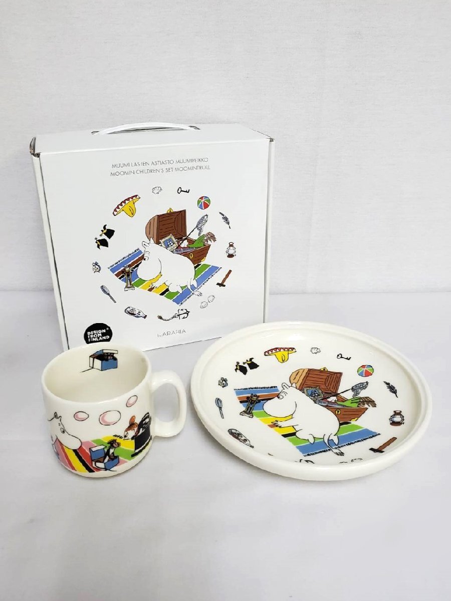 ▽ARABIA アラビア ムーミン チルドレンセット マグ&プレート 【ムーミン】 未使用保管品▽009572拍卖
