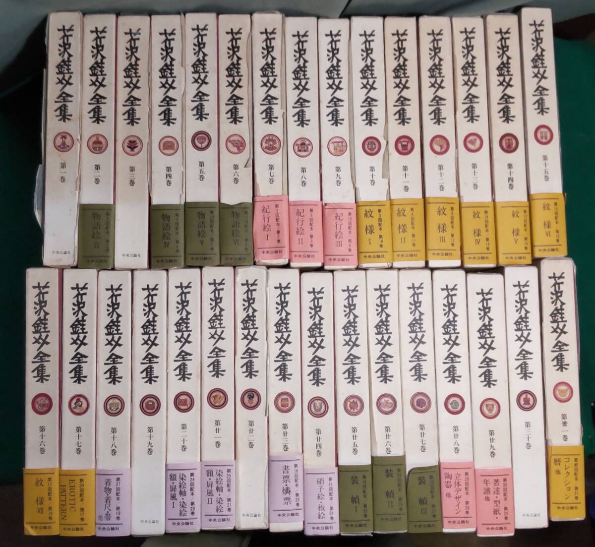 【希少 月報 揃い】芹沢銈介 全集 中央公論社/型絵染/文化功労者/重要 無形 文化財/染色 工芸家/着物/帯/屏風/風呂敷/蔵書票/●5515/根拍卖
