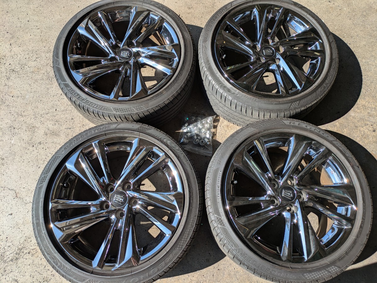 トヨタ 220系 クラウン RS 純正ホイール 18インチ スパッタリング 8J+45R18 5H 4本セット タイヤ付き拍卖