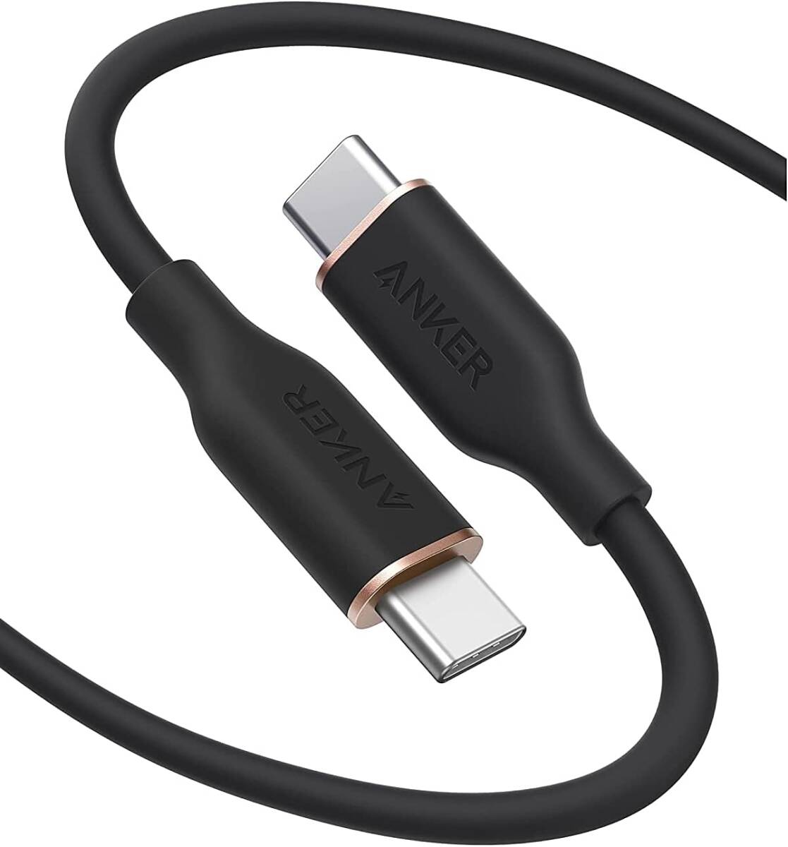未使用 Anker PowerLine III Flow USB-C & USB-C ケーブル TYPE C 結束バンド付き USB PD対応 シリコン素材 1.8m ミッドナイトブラック拍卖