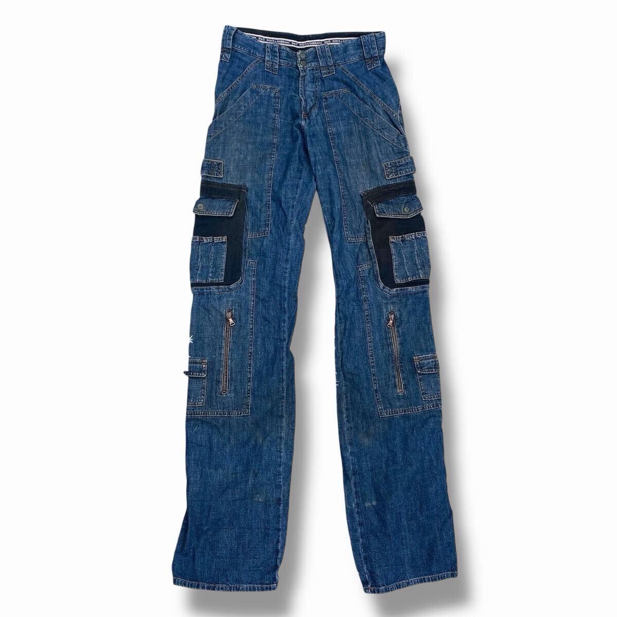 03AW 00's archive D&G DOLCE&GABBANA parachute multi pocket gimmick denim pant パラシュートデニムパンツ ドルチェアンドガッバーナ拍卖