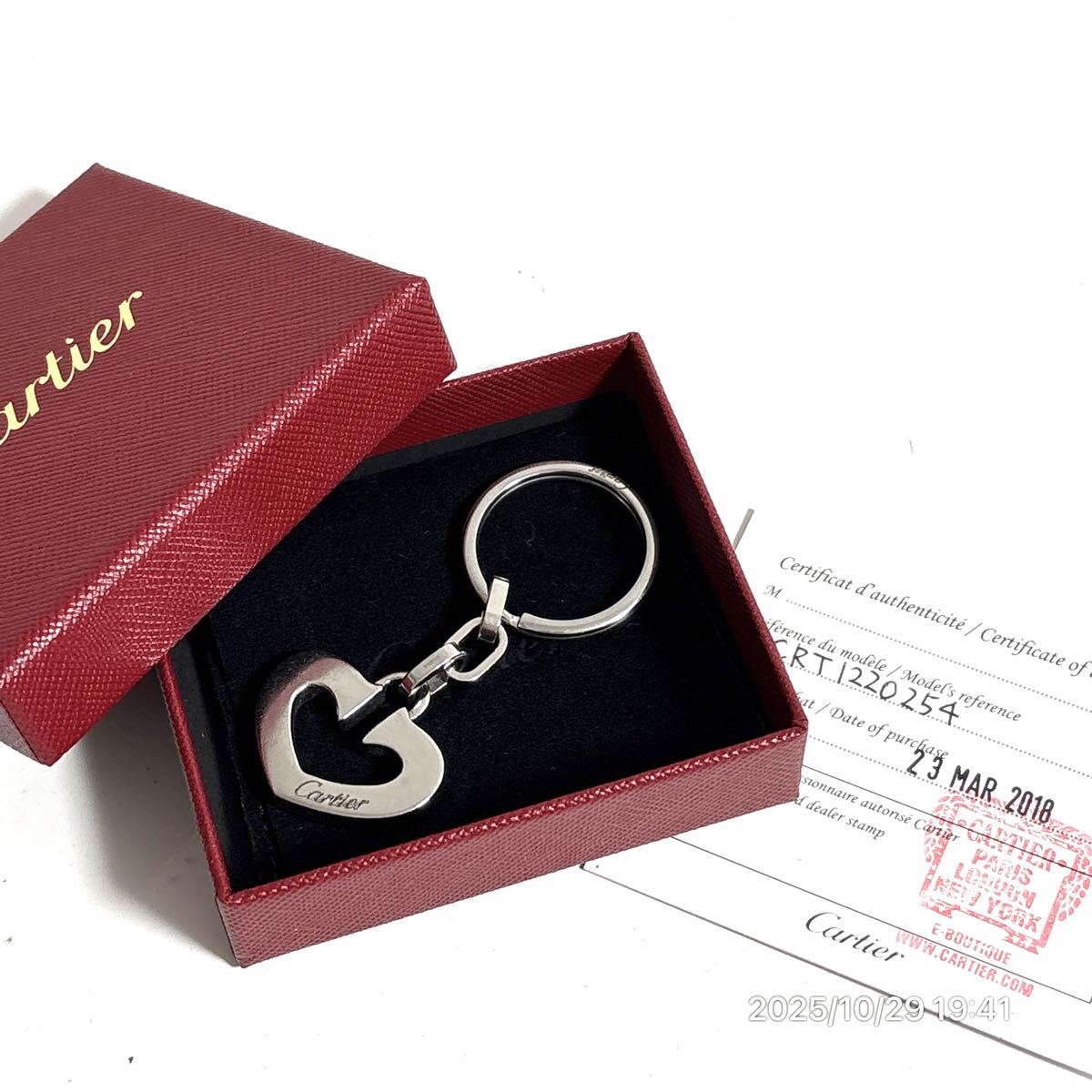 Cartier カルティエ CC ハートモチーフ シルバーカラー チャーム キーホルダー キーリング アクセサリー 箱付き拍卖