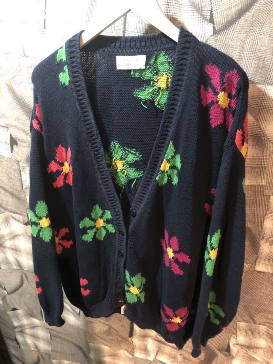 ユナイテッドカラーズオブベネトン イタリア製 花柄 カーディガン ニット 古着 コットン サイズ46 FK拍卖