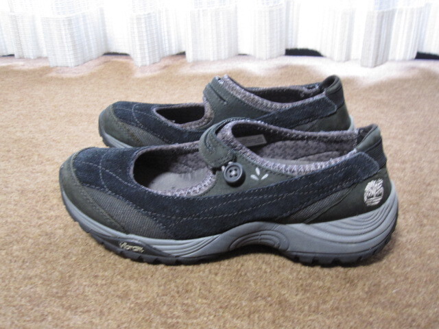 Timberland ティンバーランド スエードシューズ ヴィブラムソール ブラック×グレー 24.5cm USEDキレイ拍卖