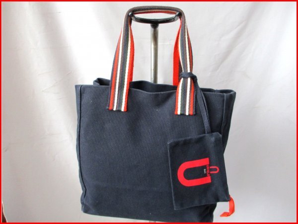 UNIQLO/ユニクロ◇コットントートバッグ フラットポーチ付 NV W33cm拍卖