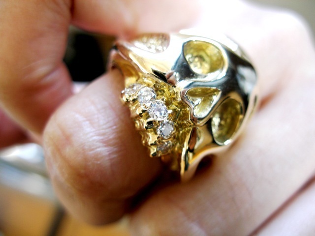 仁尾彫金『フルダイヤゴールドスカル』ハンドメイド479拍卖