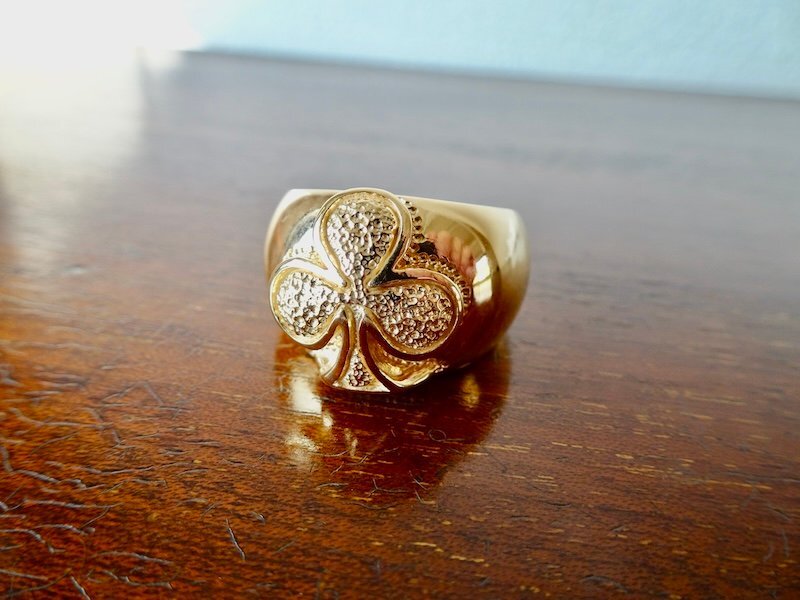 仁尾彫金『ゴールドギャラクシークローバー甲丸リング』ハンドメイド506b拍卖