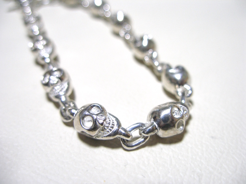 仁尾彫金『プラチナ、ラッキースカルブレスレット』ハンドメイド163拍卖