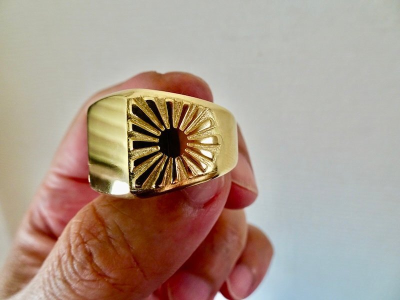 仁尾彫金『k18ゴールド太陽の印台リング、磨き』ハンドメイド404拍卖