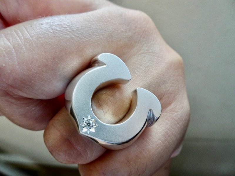 仁尾彫金『一つ星ダイヤ、プラチナビッグ馬蹄リング』ハンドメイド236拍卖