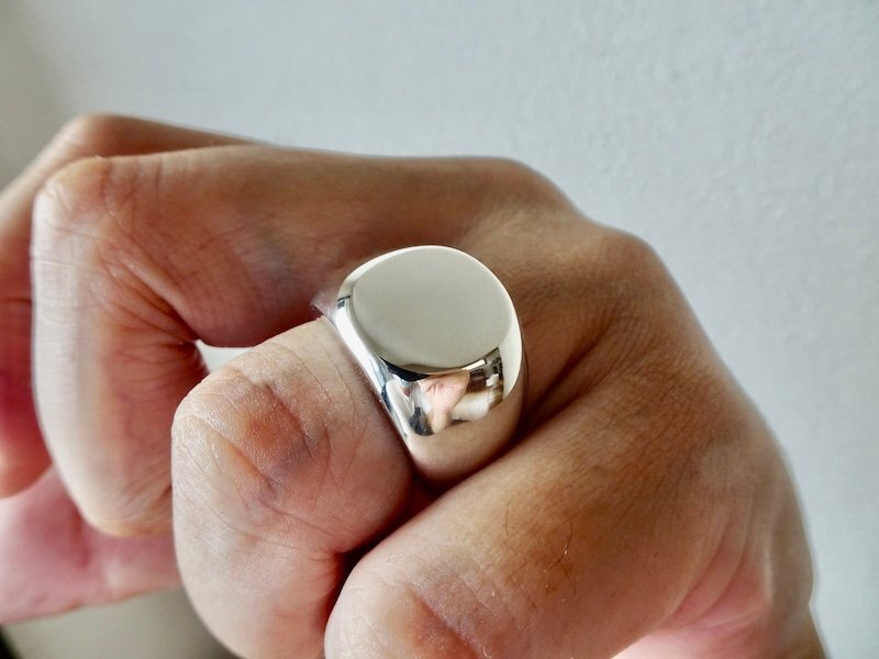 仁尾彫金『楕円の印台リング2、磨き』ハンドメイド334b拍卖