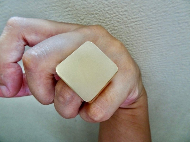 仁尾彫金『ゴールド、ビッグ印台リング』ハンドメイド251拍卖