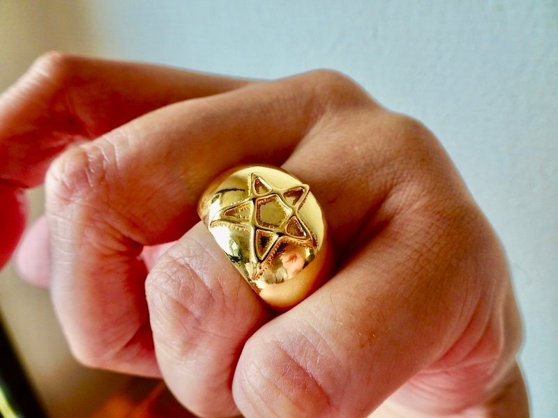 仁尾彫金『k18ゴールド、スター甲丸リング』ハンドメイド381b拍卖