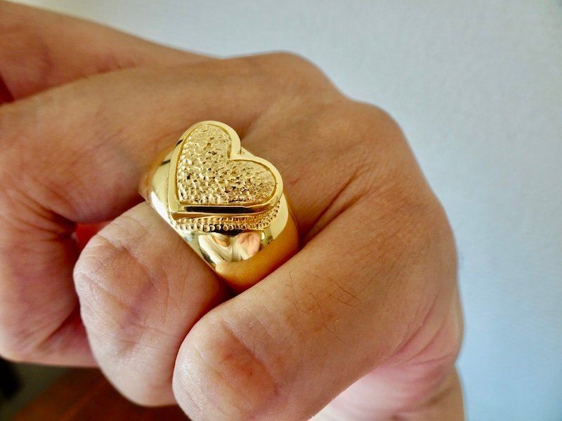 仁尾彫金『k18ゴールド、ギャラクシーハート甲丸リング』ハンドメイド402b拍卖