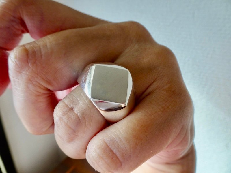 仁尾彫金『菱形印台リング』ハンドメイド342拍卖