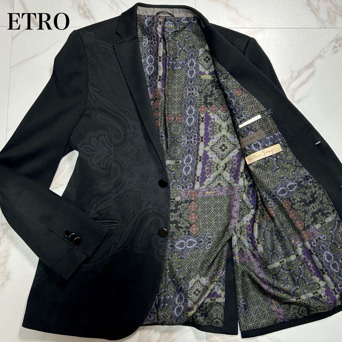 美品/XL相当●ETRO エトロ《唯一無二!!至高の逸品》 テーラード ジャケット 豪華両面ペイズリー 総柄 シルク NEW JERSEY イタリア製 52拍卖