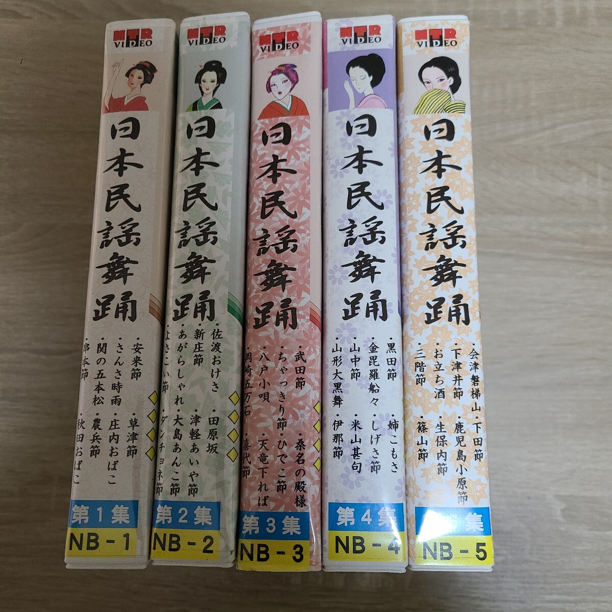 日本民謡舞踊 VHS ビデオ 5巻とカセットテープ5卷、歌詞付き 民謡 舞踊拍卖