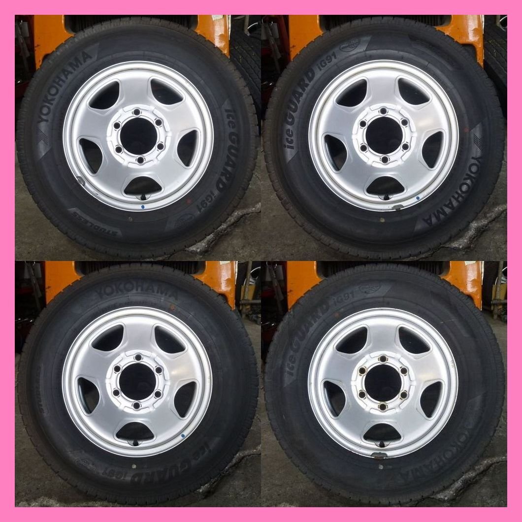 23年製 9.5分山! ガリ傷無し YZ ★ メーカー不明 鉄 スチール アイスガードiG91【 15 × 6J 139.7 195/80R15 107/105L LT 】4本★ho1367拍卖