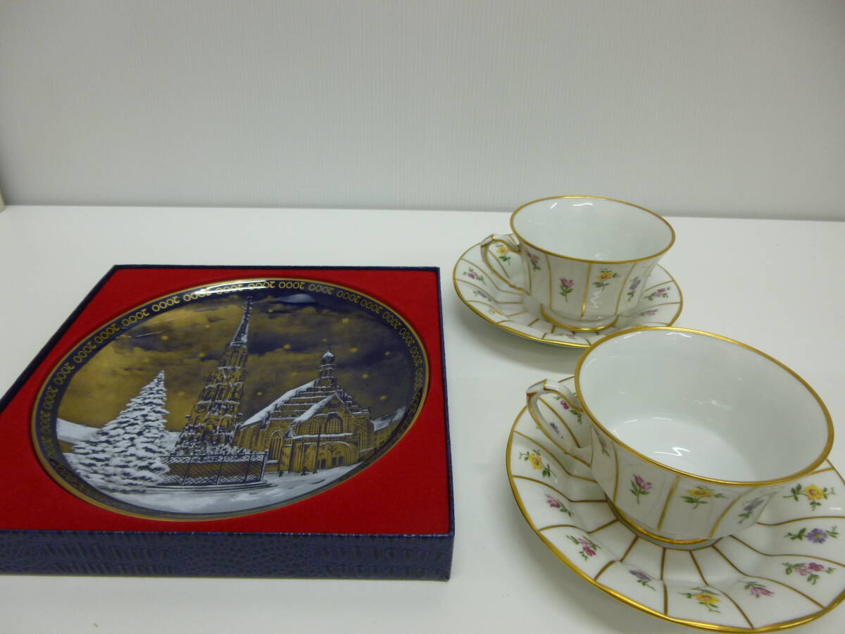 N1010 中古 FURSTENBERG ティーカップ&ソーサー 金彩 フラワー 洋食器 磁器 陶器 リンドナー LINDNER 拍卖