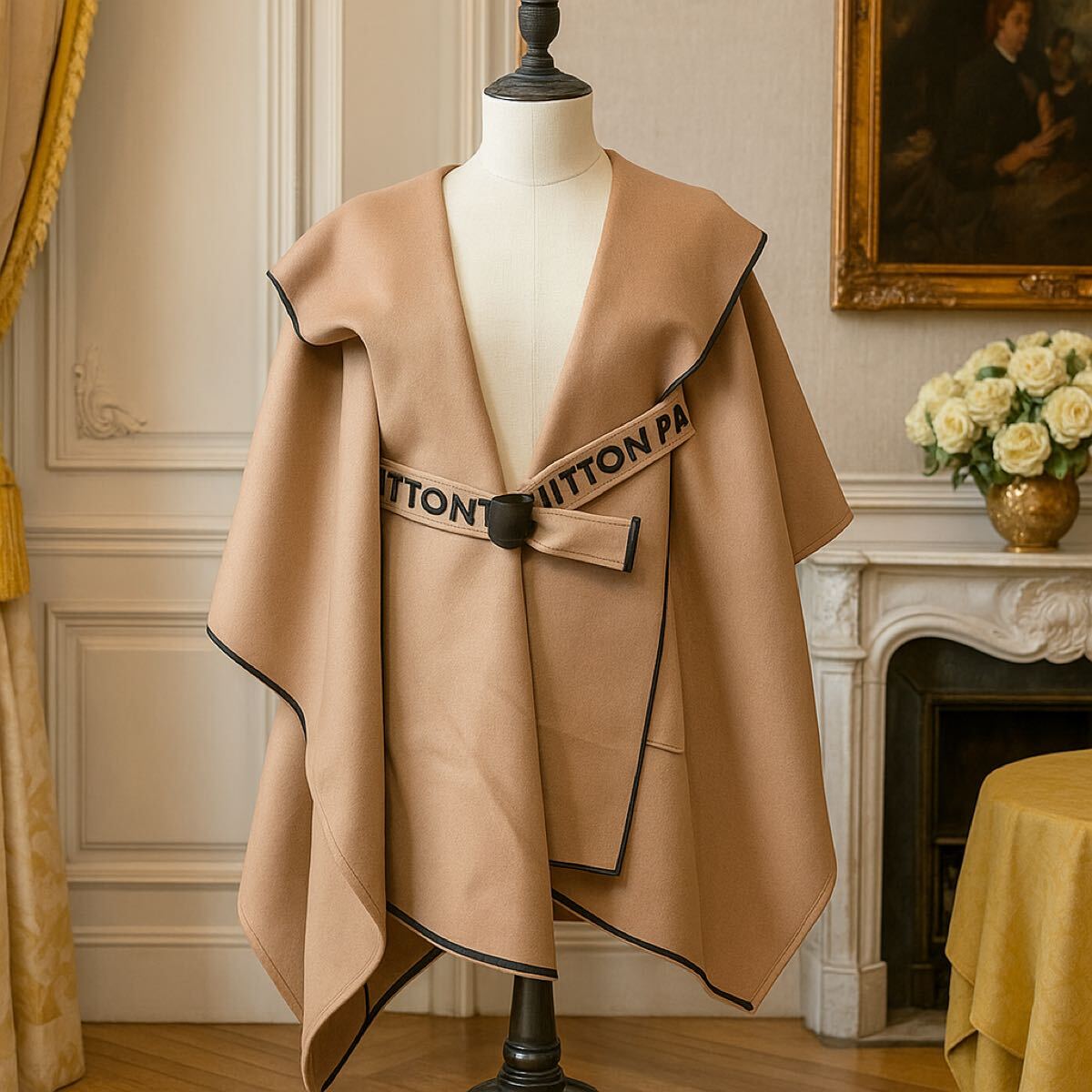 極上の質感 Louis Vuitton ルイヴィトン ケープコート ウール アンゴラ 40サイズ拍卖