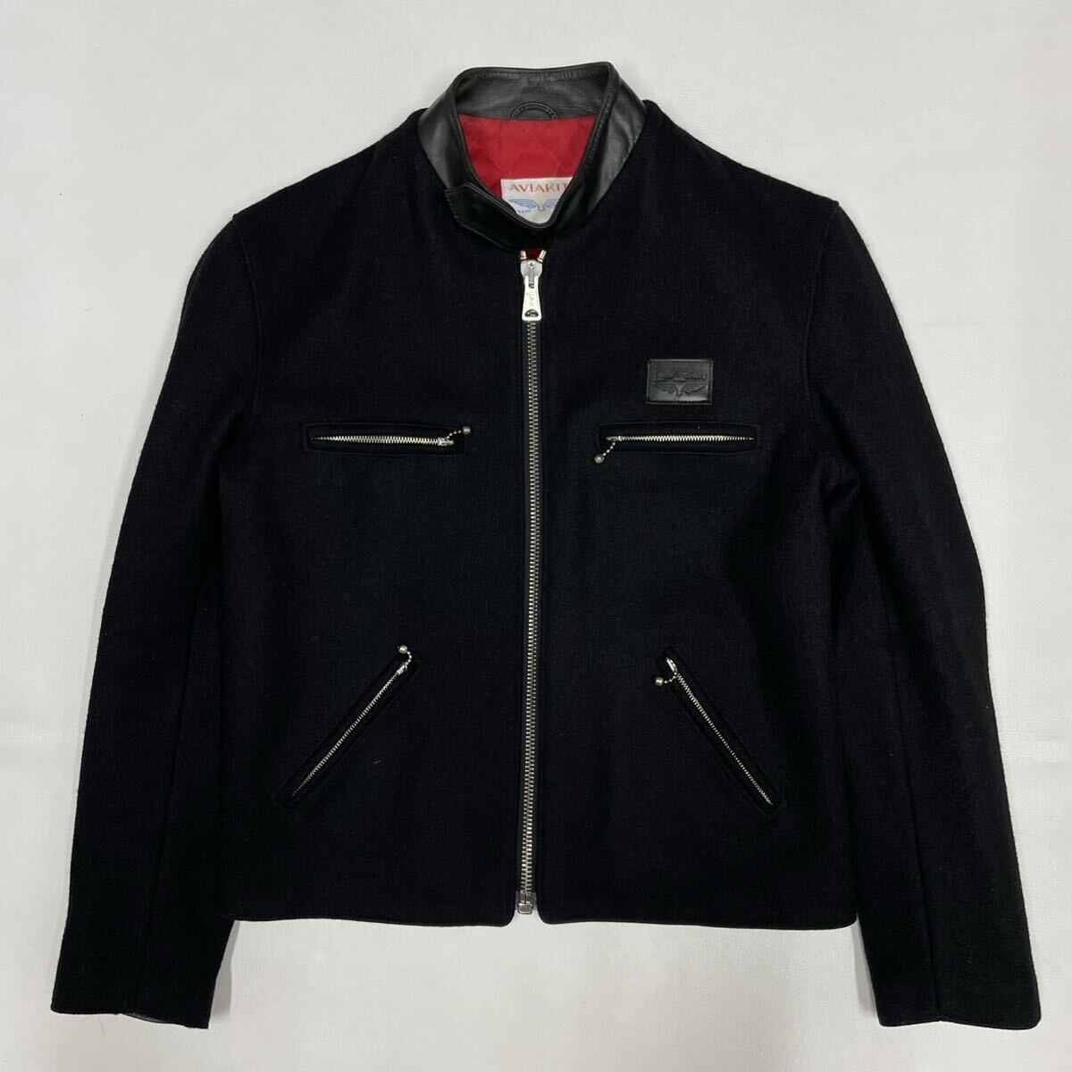 Lewis Leathers ルイスレザー 別注 スポーツマン メルトン レザー襟 ブラック ライダースジャケット拍卖