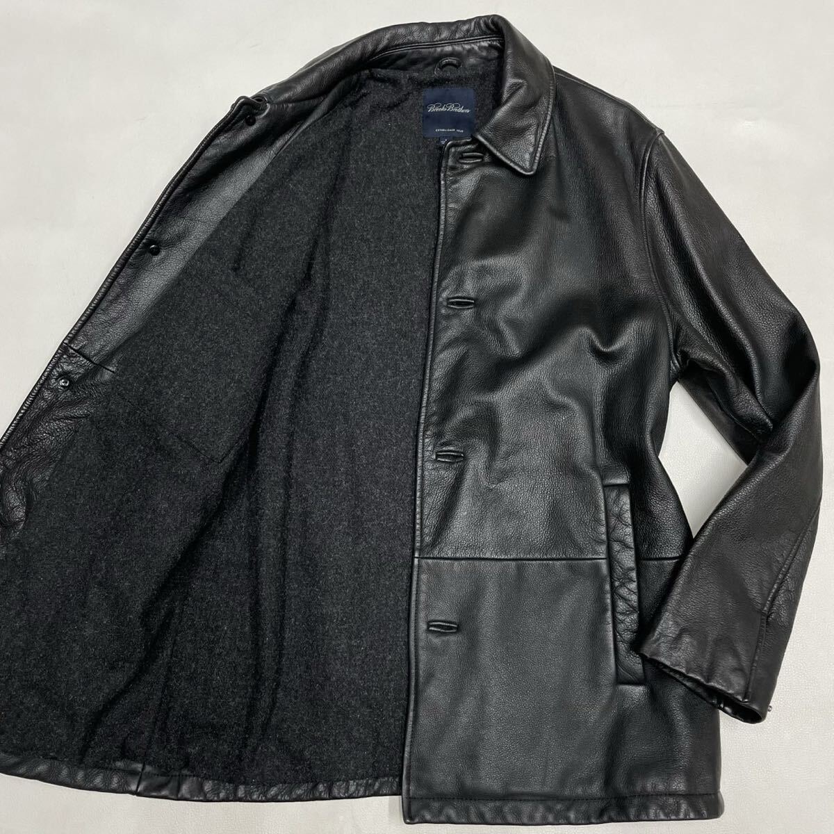 美品 BROOKS BROTHERS ブルックスブラザーズ レザー カーコート ジャケット ブラック拍卖